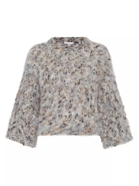 Shop Brunello Cucinelli Fluffy Net Sweater In Mohair, Wool And Cotton ...