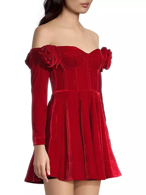 Shop Bardot Sigma Velvet Flared Minidress | Saks Fifth Avenue