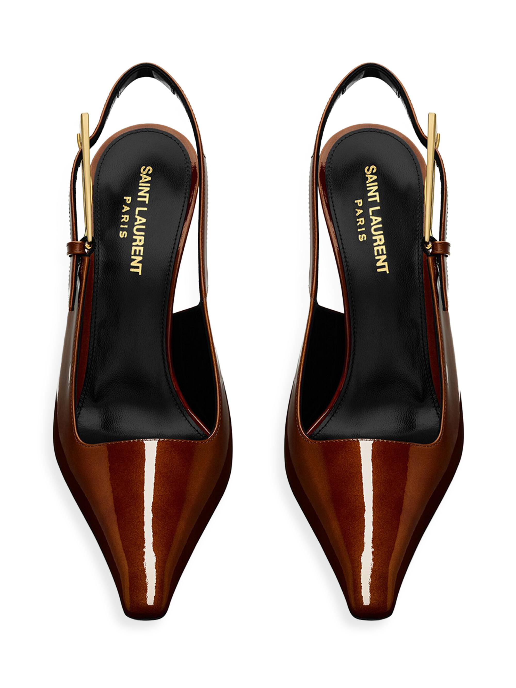 LEE SLINGBACK PUMPS 105 IN BLACK PATENT LEATHER GOLD HEEL