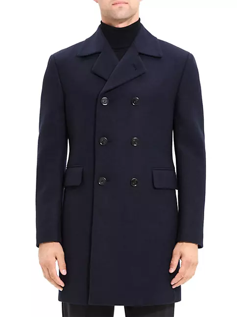 Shop Theory Krasner Double-Breasted Wool Peacoat | Saks Fifth Avenue