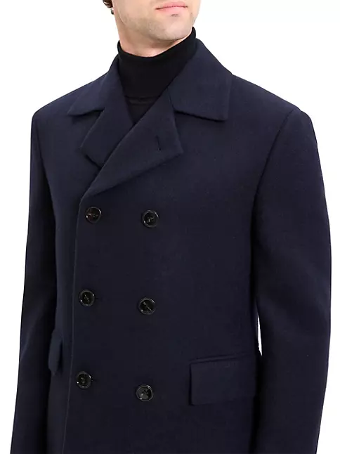 Shop Theory Krasner Double-Breasted Wool Peacoat | Saks Fifth Avenue