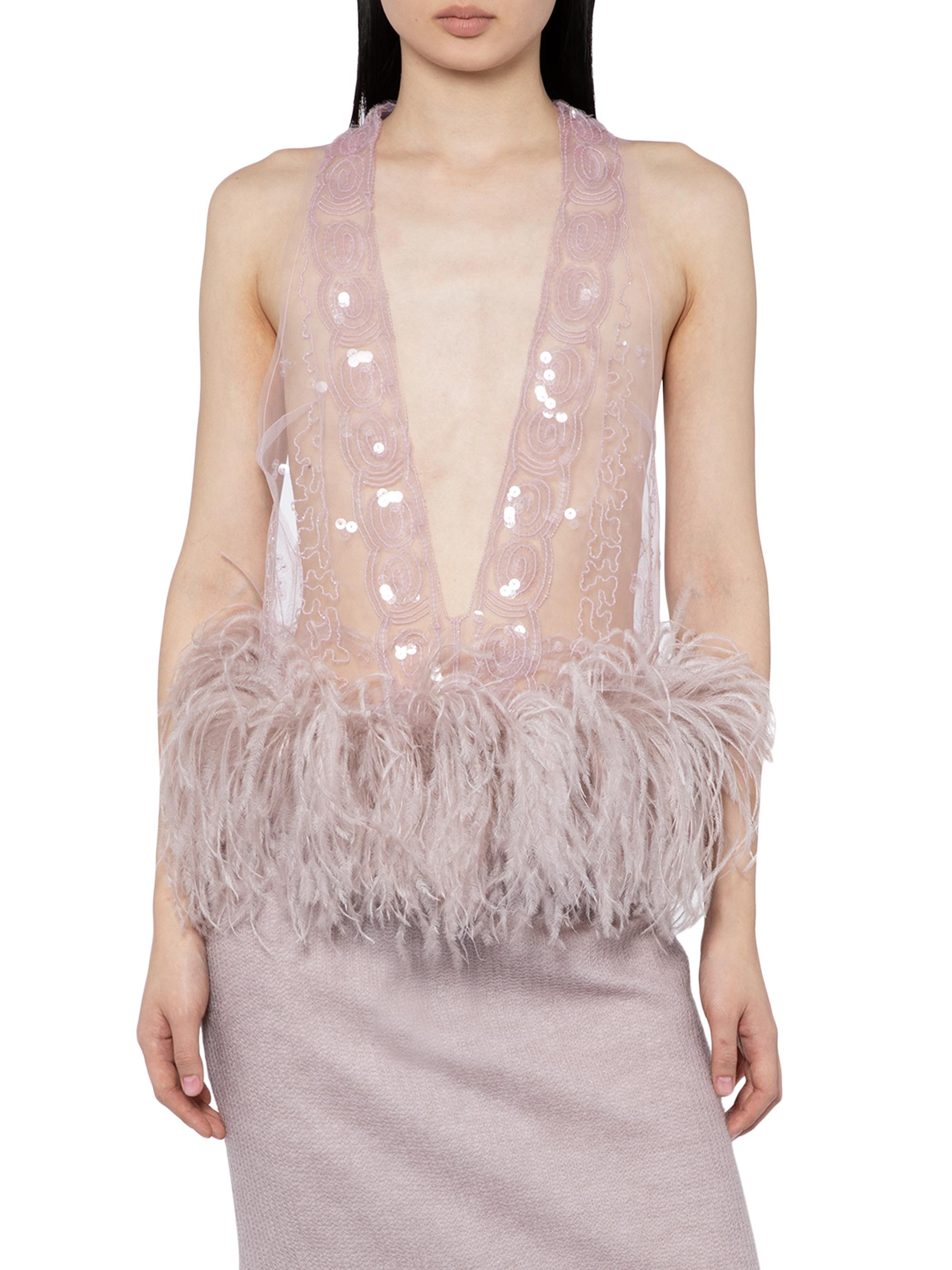 Wake Salina Sequin & Feather Top