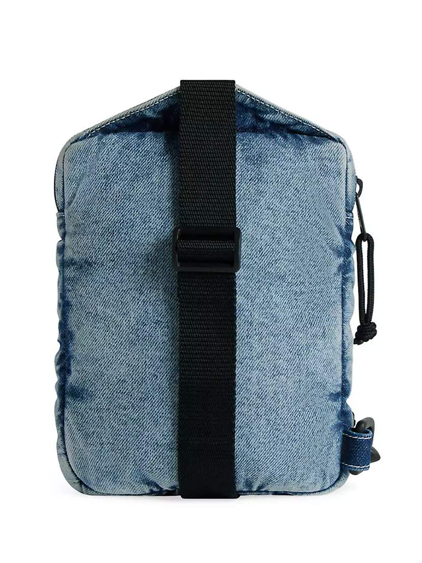 Balenciaga Men's Explorer Crossbody Messenger Bag Denim - Blue