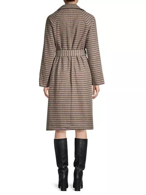Shop Sam Edelman Plaid Belted Double-Breasted Trench Coat | Saks Fifth ...