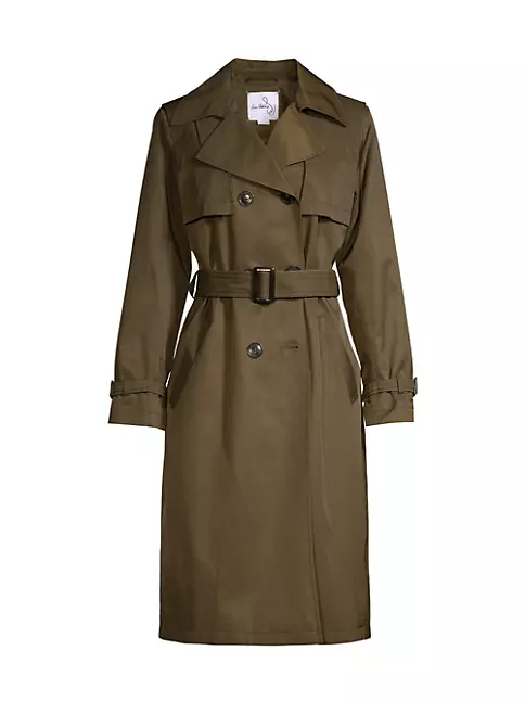 Shop Sam Edelman Cotton-Blend Belted Double-Breasted Trench Coat | Saks ...