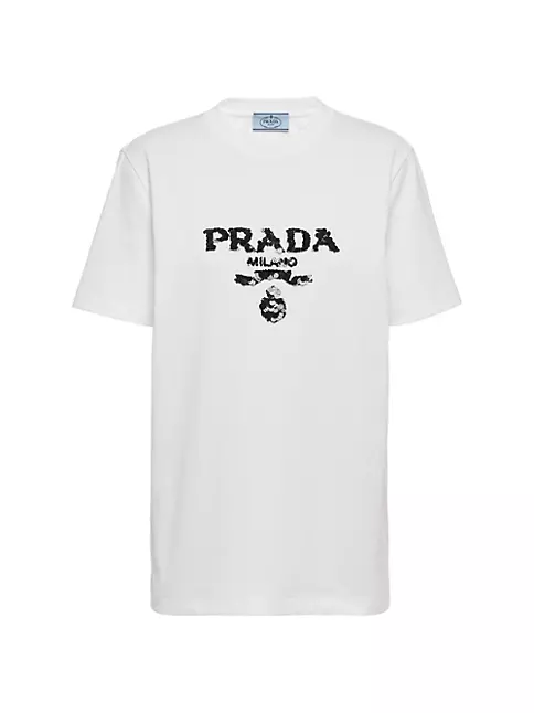 Shop Prada Embroidered Interlock T-Shirt | Saks Fifth Avenue