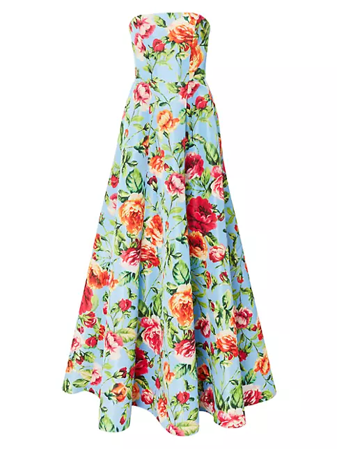 Shop Carolina Herrera Floral Strapless A-Line Gown | Saks Fifth Avenue