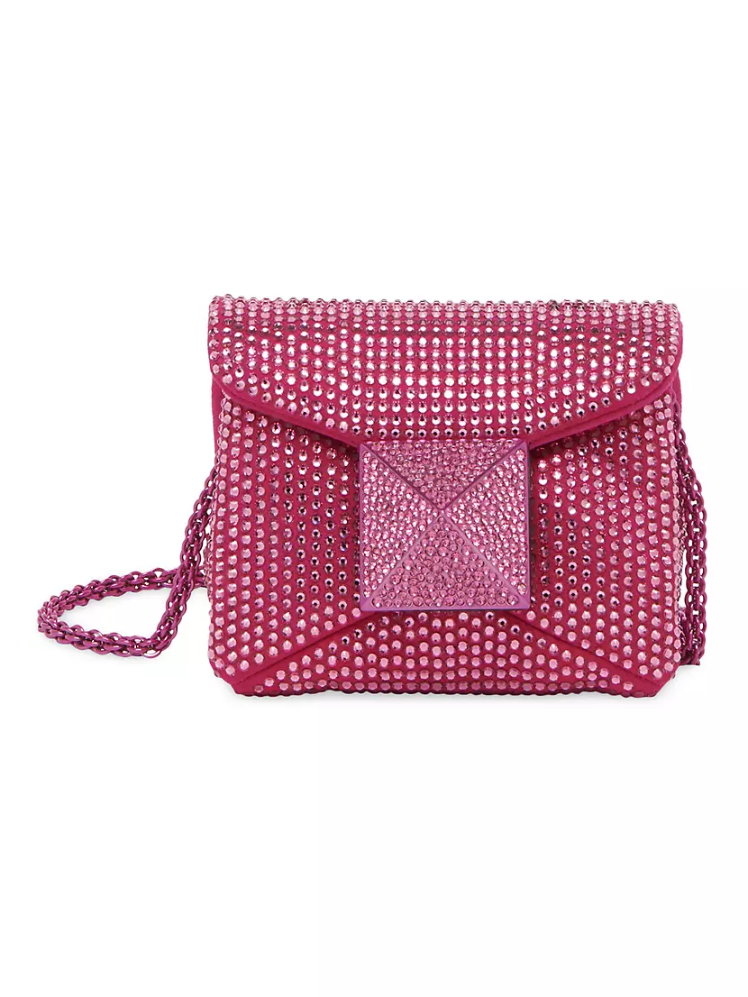 Shop Valentino Garavani Crystal-Embellished Studded Shoulder Bag