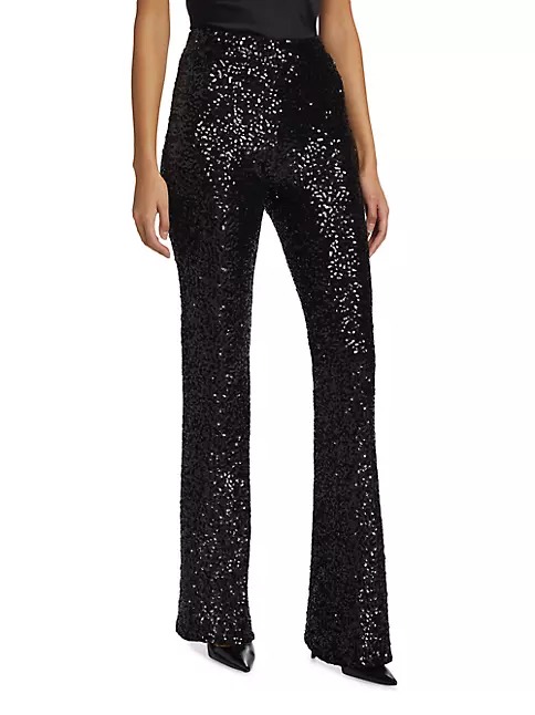 Shop Alice + Olivia Lara Mid-Rise Sequin Flare Pants | Saks Fifth Avenue