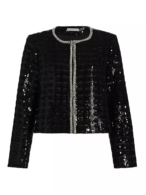 Shop Alice + Olivia Kidman Sequined Tweed Jacket | Saks Fifth Avenue
