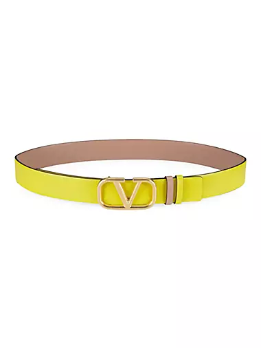 Reversible Vlogo Signature Belt In Glossy Calfskin 40 Mm for Woman in Rose  Cannelle