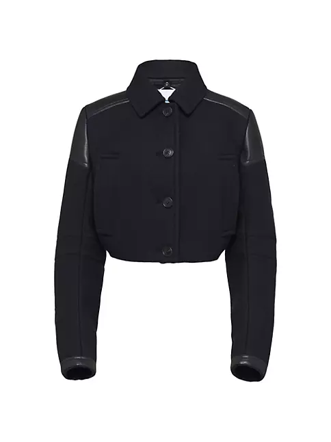 Shop Prada Cropped Cloth And Leather Jacket | Saks Fifth Avenue