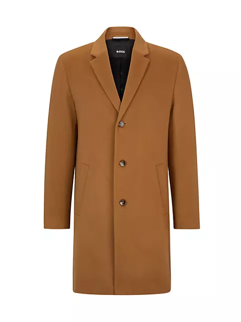 Shop BOSS Wool-Blend Coat With Full Lining | Saks Fifth Avenue