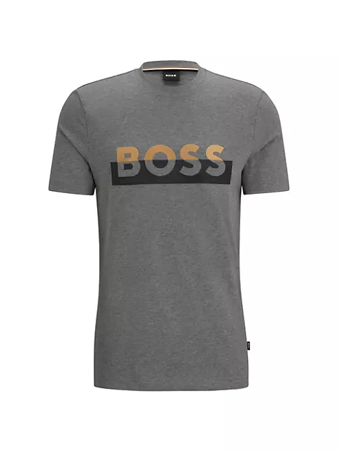 Boss Men's Cotton-jersey T-Shirt with Logo Detail - Red - Size Large