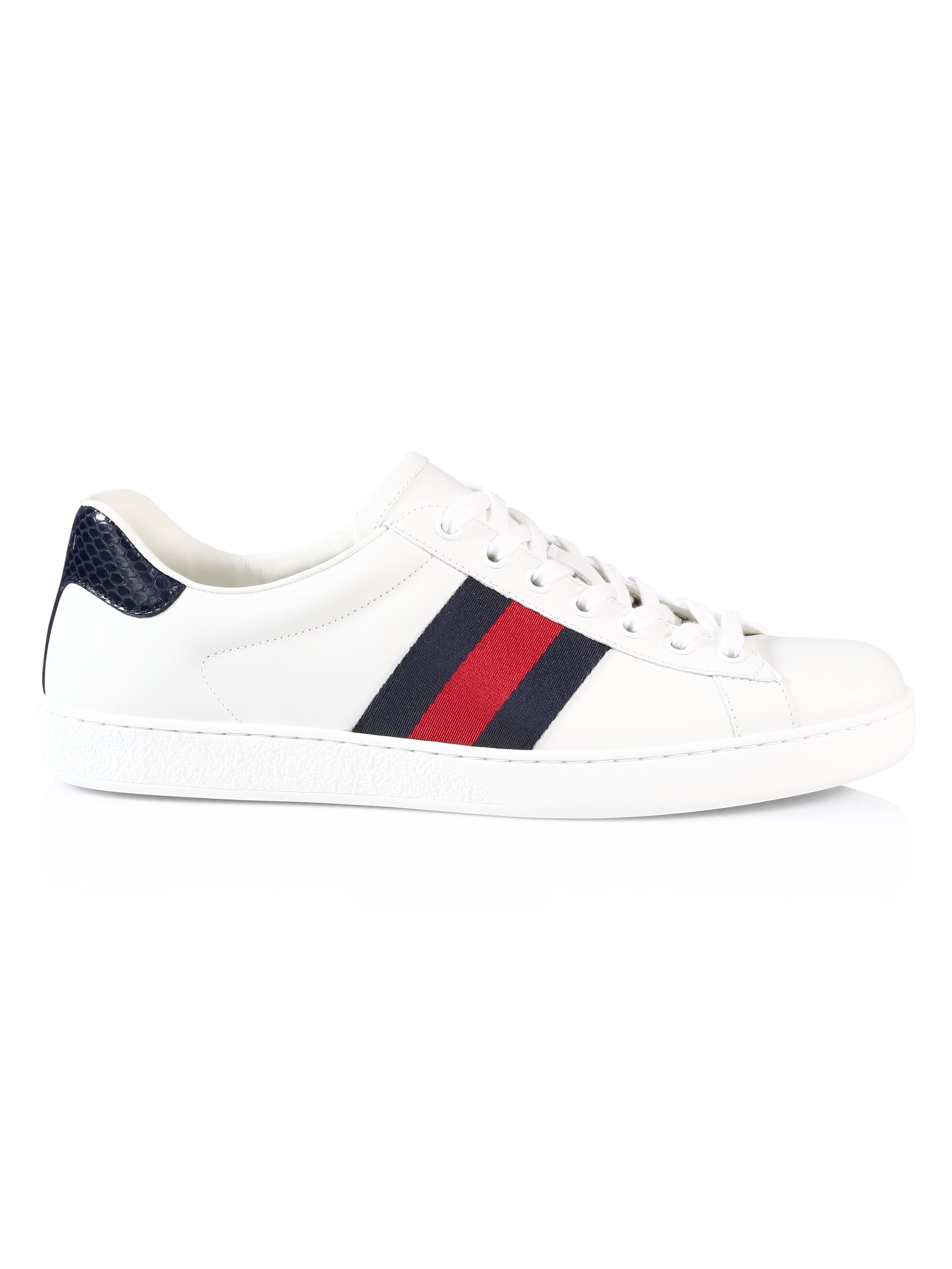 Shop Gucci New Ace Crocodile-Embossed Sneakers | Saks Fifth Avenue