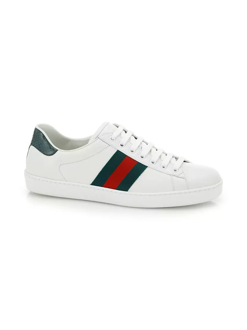 Shop Gucci New Ace Crocodile-Embossed Sneakers | Saks Fifth Avenue