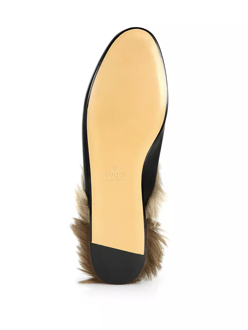 Shop Gucci Princetown Shearling-Lined Leather Slipper Saks Fifth Avenue