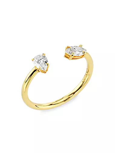 18K Yellow Gold & 0.44 TCW Diamond Cuff Ring