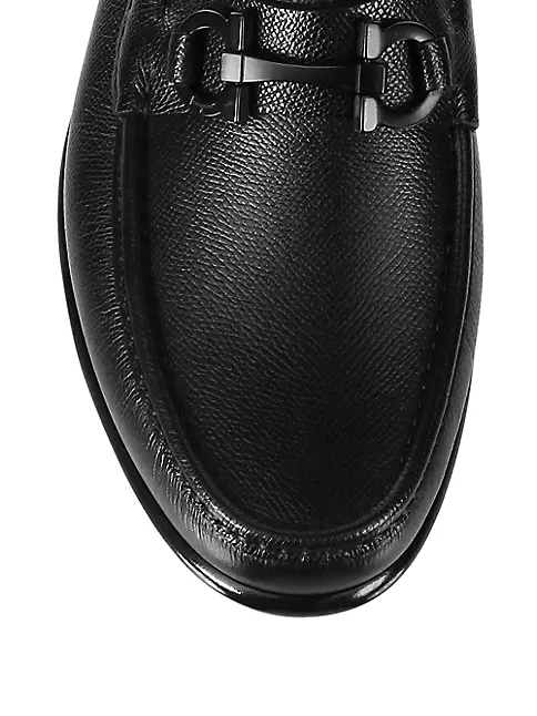Shop FERRAGAMO Gancini Crown Bit Leather Loafers | Saks Fifth Avenue