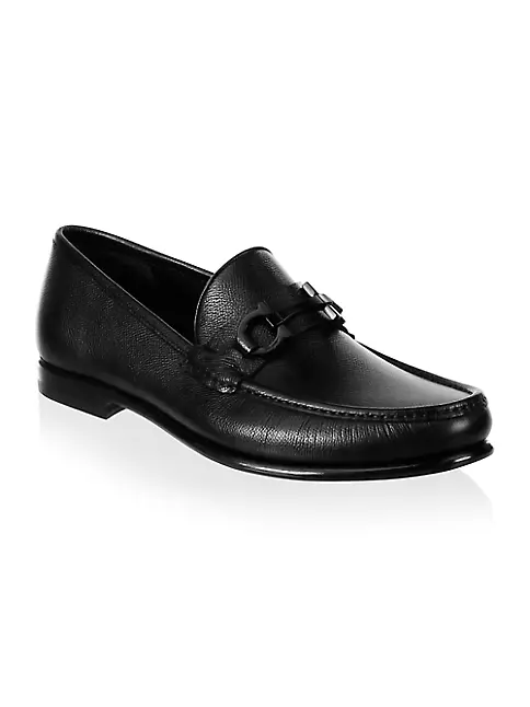 Shop FERRAGAMO Gancini Crown Bit Leather Loafers | Saks Fifth Avenue