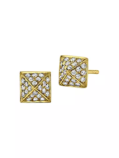 18K Yellow Gold & 0.5 TCW Diamond Spike Stud Earrings