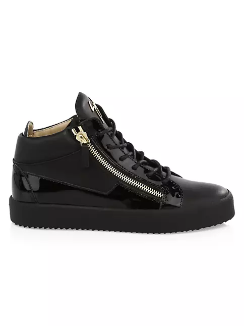Shop Giuseppe Zanotti Zip Leather Mid-Top Sneakers | Saks Fifth Avenue