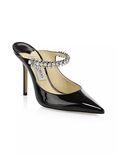 Shop Jimmy Choo Bing 100 Embellished Patent Leather Mules | Saks Fifth ...