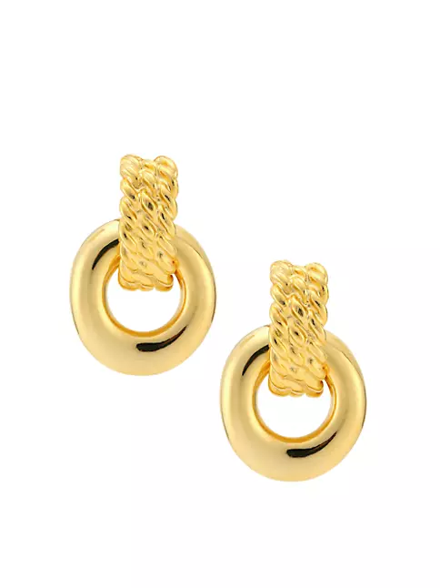 Shop Kenneth Jay Lane 22K Goldplated Doorknocker Clip-On Earrings ...