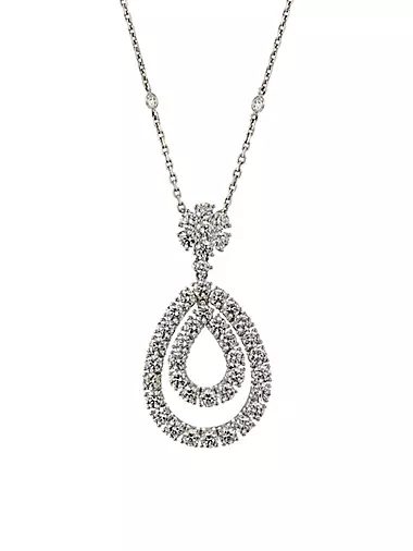 18K White Gold & 3.69 TCW Diamond Teardrop Pendant Necklace