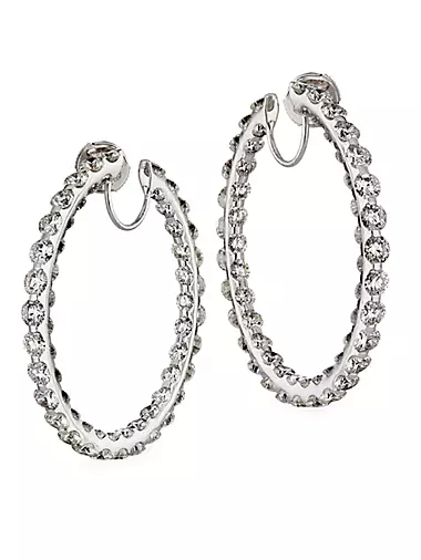 18K White Gold & 14.79 TCW Diamond Large Inside-Out Hoop Earrings