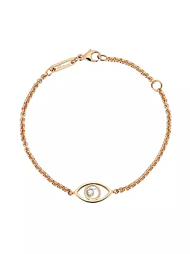 Happy Diamonds Evil Eye 18K Rose Gold & 0.05 TCW Diamond Chain Bracelet