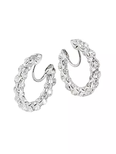 18K White Gold & 6.15 TCW Diamond Small Inside-Out Hoop Earrings